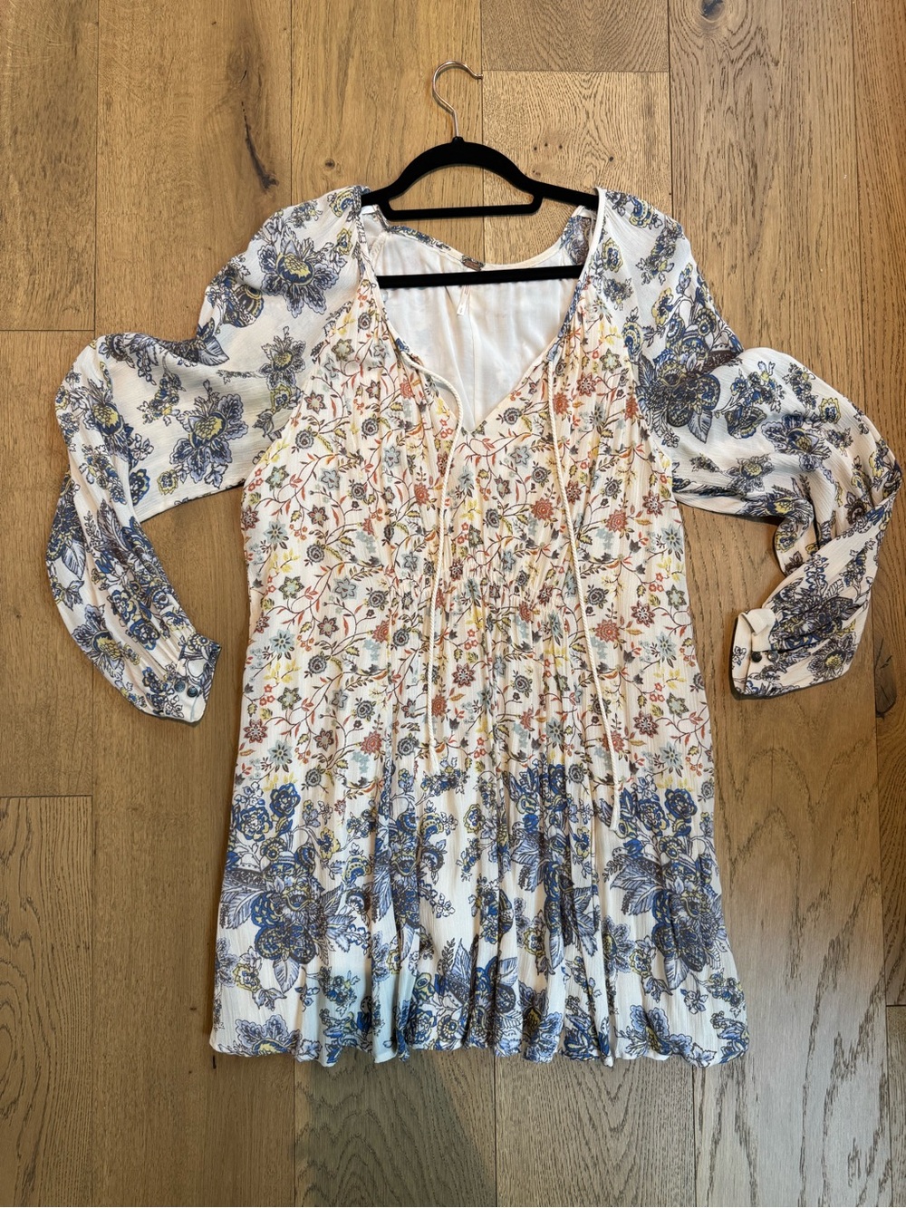 Free People White Boho Tunic with Multicolor Trim